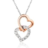 1/8ctw Diamond Heart Pendant in 14k Rose and White Gold