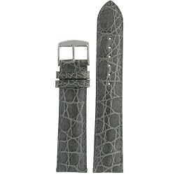 Watch Band Genuine Crocodile Grey 22 millimeter Tech Swiss