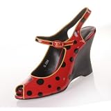 NASCAR Farrah Womens Wedge Heels Shoes Sandals Red Black Yellow