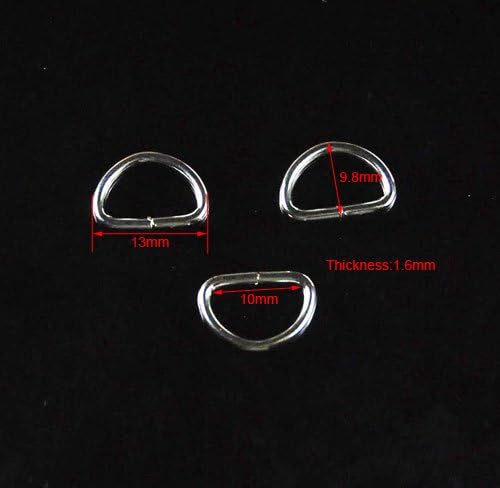 100pcs 3/8"(10mm) Webbing Non Welded Dee Rings Strapping FLQ010 (Silver)