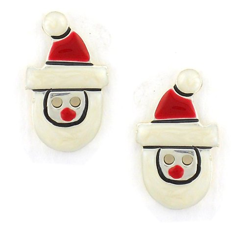 Little Santa Enamel & Sterling Silver Post Earrings