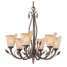 Capri - 6 Light Chandelier Lighting Fixture - Black Walnut Bronze - Excavation Glass -... by Vaxcel USA Lighting