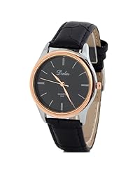 2013newestseller Fashion Mens Womens Simple Style Watch Black-faced Black Belt