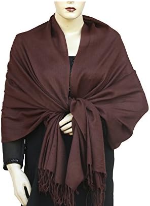 Pashm High Quality Brown Soft Pashmina Feel Solid Color Stole Shawl Scarf-78