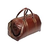 Cenzo Duffle Vecchio Brown Italian Leather Weekender Travel Bag