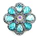 Blue Austrian Rhinestone Flower Designed Silver-Tone Brooch Pin / Pendant (Dual Function)