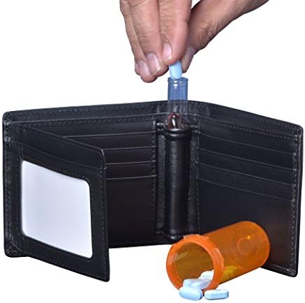 Pill Pocket Wallet - Wallet with Built in Pill Storage - Black