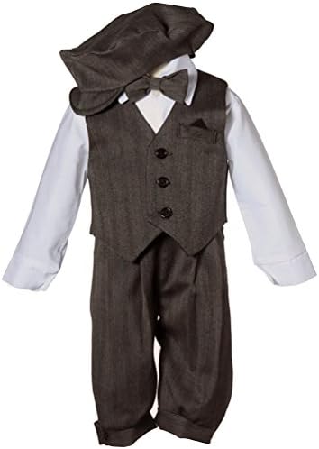 Toddler Boys Knicker Set with Vest and Hat - Vintage Grey Stripe 3T