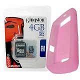 Kingston 4GB microSDHC Memory Card with SD Adapter (SDc4GB), and Blackberry Original Pink Skin (HDW-18971-006) for Blackberry Storm, Thunder, 9500, 9530