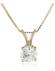 18k Gold Round Diamond Solitaire Pendant Necklace (1/2 ct, H-I Color, SI1-SI2 Clarity), 18"