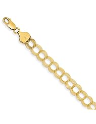 14k Solid Triple Link Charm Bracelet