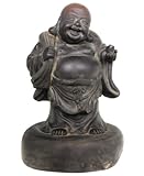IMAGE OF Antique Look Bronze Finish Ceramic Laughing Buddha Statue