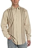 Cubavera Men's Long Sleeve Cotton Engineered Stripe Point Collar Shirt
