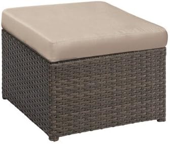 Chicago Wicker Ottoman Hampton 25" Steel Frame Beige