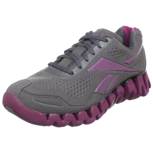 Reebok Women's Zig Flow Running Shoe,Suede/Black/Berry,7 M US