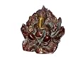 Good Luck Ganesh Brass Statue Lord Ganesha Seated Over Leaf Altar Idol Gift 6"