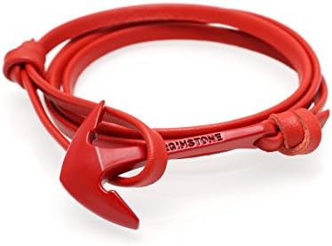 VIRGINSTONE Red Anchor 2.0 Bracelets on Genuine Colorful Cowhide Leather
