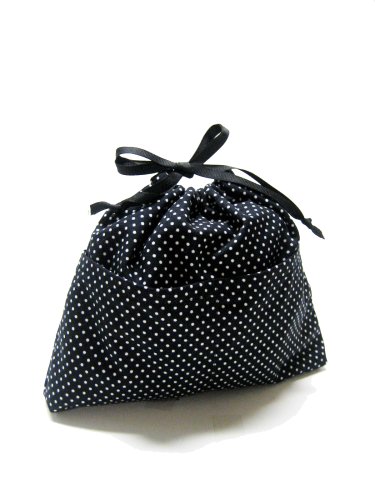 Yukiko Sato D1 Mod CharcoChino Dots (2008) of Drawstring TESAGE Purse Organizer, lined in water-proof micro fiber, Purse Insert tote bags!
