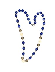 Natural Gemstones Beaded Diamond Pave Chain Necklace 18kt Gold Designer Jewelry