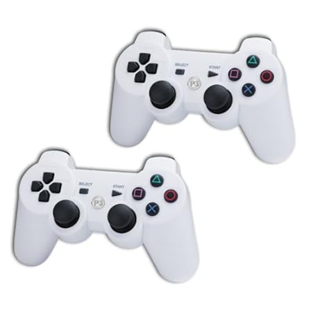 2 Packs of DualShock 3 PS3 Controller Wireless Bluetooth Game Joypad for Sony Playstion 3 Console (White)