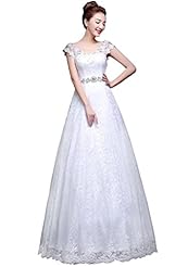 A-line Floor Length Cap Sleeves Lace-Up Scoop Neck  Dress With a Sash 
