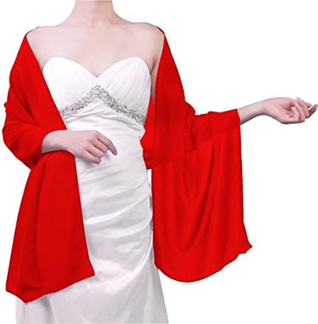 SHOW TOUR Chiffon Bridal Evening Dress Shawls Scarves (Red)