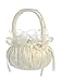 Lito Girls Ivory Organza Pearled Flowers Adorned Flower Girl Basket