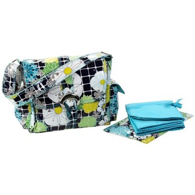 Coated Midi Buckle Diaper Bag in O'Floral