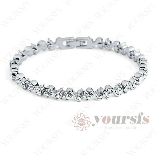 Viola Shop Atacado De Bijuteria Braceletes Pulseiras 18K White Gold Plated With Austrian Bangle 30 Seconds To Mars B032W1