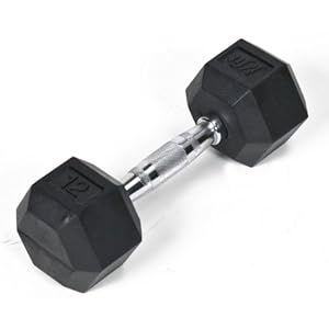 j/fit 12lb Rubber Hex Dumbbell (Single)