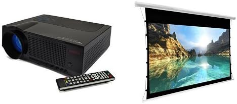 FAVI HD Home-Theater LED Projector, 100" 16:9 Tab-Tension Screen, and Ceiling Mount