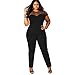 eShow Women Plus Size Perspective Clubwear Bodycon Long Jumpsuit Rompers (XXL, Black)