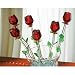 Red Bouquet 6 Glass Roses with Green Leaves Red Bouquet 6 Glass Roses with Green Leaves