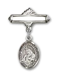 Sterling Silver Baby Badge with St. Margaret of Cortona Charm and Polished Badge Pin