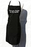 Black Embroidered Apron I've got Thyme on my hands