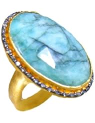 19.80 ctw Natural Green Emerald and 0.38 ctw Diamond Stud Pave Ring in 18K Yellow Gold and Sterling Silver