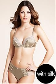 Autograph Retro Stitched Padded Bra with Silk