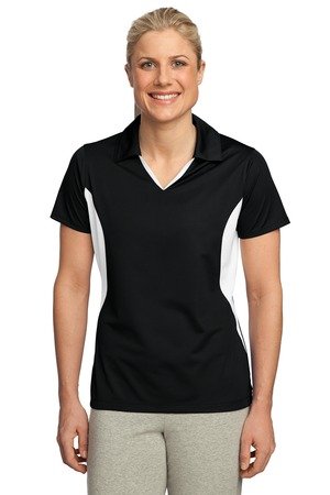 Sport-Tek Women's Side Blocked Micropique Sport Wick Polo XL Black/White