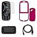 iNcido Brand Samsung Gravity 3 T479 Combo Rubber Feel Rose Pink Protective Case Faceplate Cover + LCD Screen Protector + Black Horizontal Leather Pouch + USB Data Charge Sync Cable for Samsung Gravity 3 T479