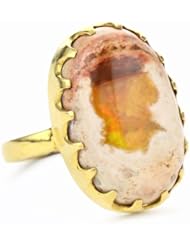 Lena Skadegard "Arcadia" 18k Gold Matrix Fire Opal Ring, Size 7