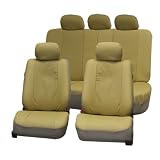 FH-PU007115 Deluxe Leatherette Car Seat Covers, Airbag compatible and Rear Split, Beige color