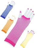 New Pink 80s Punk Rock Fishnet Fingerless Long Gloves