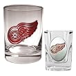 Detroit Red Wings Rocks Glass & Square Shot Glass Set - Primary Logo NHL Hockey