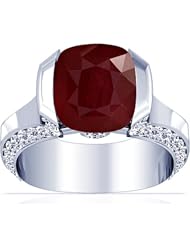 Platinum Cushion Cut Ruby Ring With Sidestones