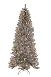 7-Foot Pre-Lit Paradise Silver Tinsel Tree