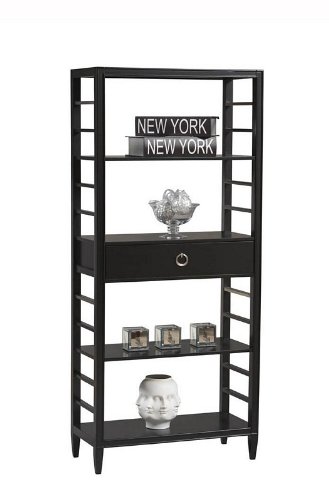 4 Tier Bookshelf with Ladder Design in Black Finish