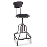 Safco® Diesel Industrial Stool with Back, High Base, Black Leather Seat/Back Pad