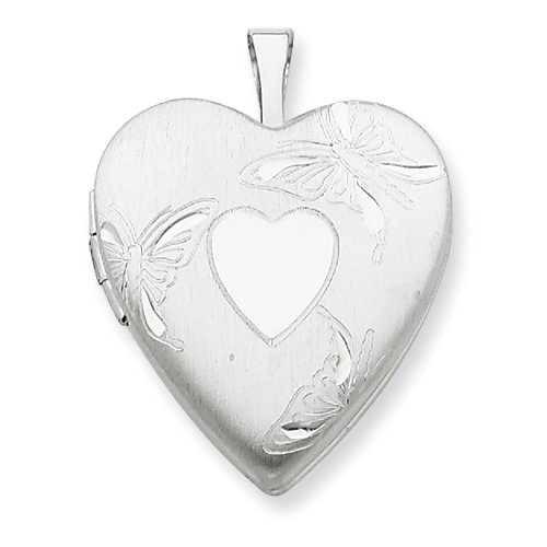 Sterling Silver 20mm D/C Butterflies Heart Locket