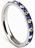3mm 316l Stainless Steel Eternity Rings Cz Anniversary Promise Bands Comfort Fit 4 Color for Choice