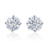 41istU78VwL. SL160  14k White Gold Princess Cut and Marquise Diamond Earrings Studs